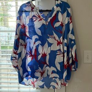 Liz Claiborne Blue Floral Blouse